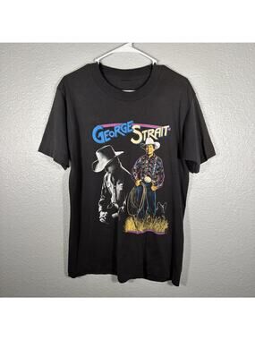 George Strait Concert Vintage 1992 Black C&W Screen Star Single Stitch T-Shirt L